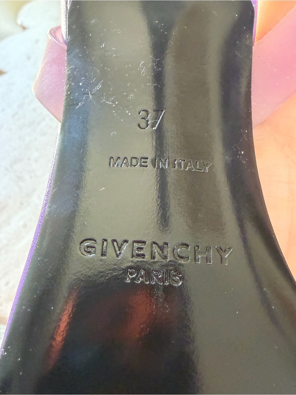 Givenchy Purple Square-Toe Chain Strap Heeled Sandals, Size 37, Worn Once - Picture 7 of 7